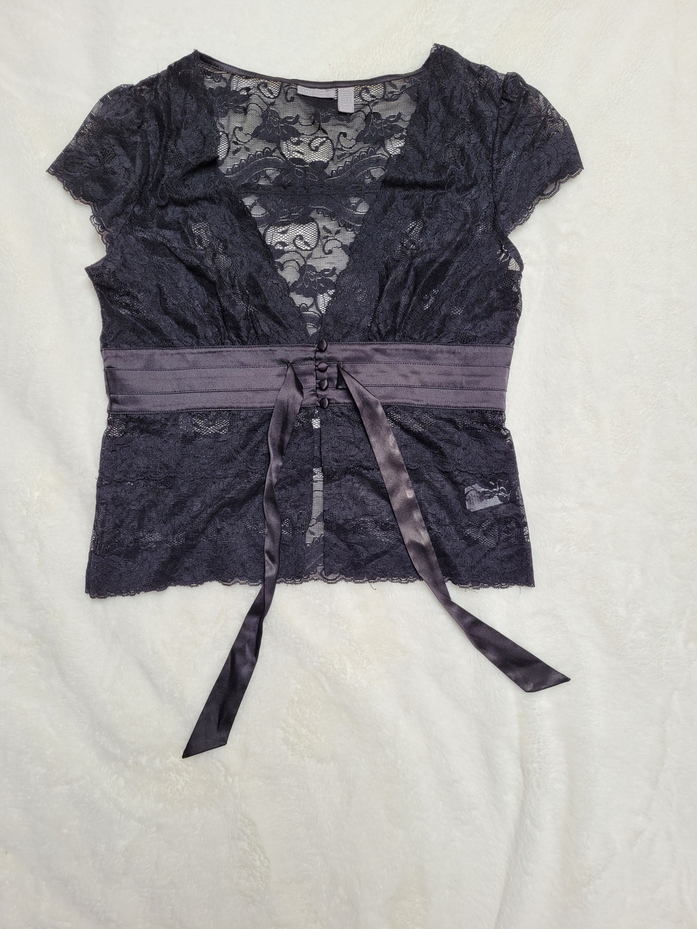 Apt. 9 Black Lace Short Sleeve Wrap Top